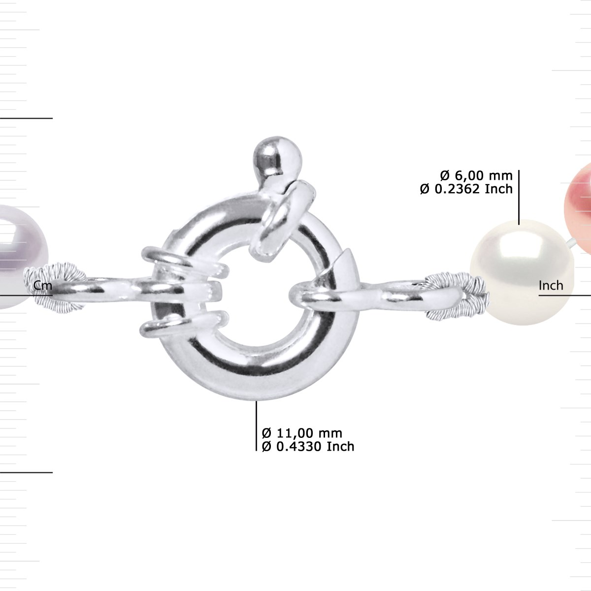 Bracelet Rang de Perles d'Eau Douce Rondes 6-7 mm Noires Prestige Argent 925 - vue 3
