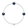 Bracelet TRIO Perles d'Eau Douce Rondes 8-9 mm Noires Argent 925 - vue V1