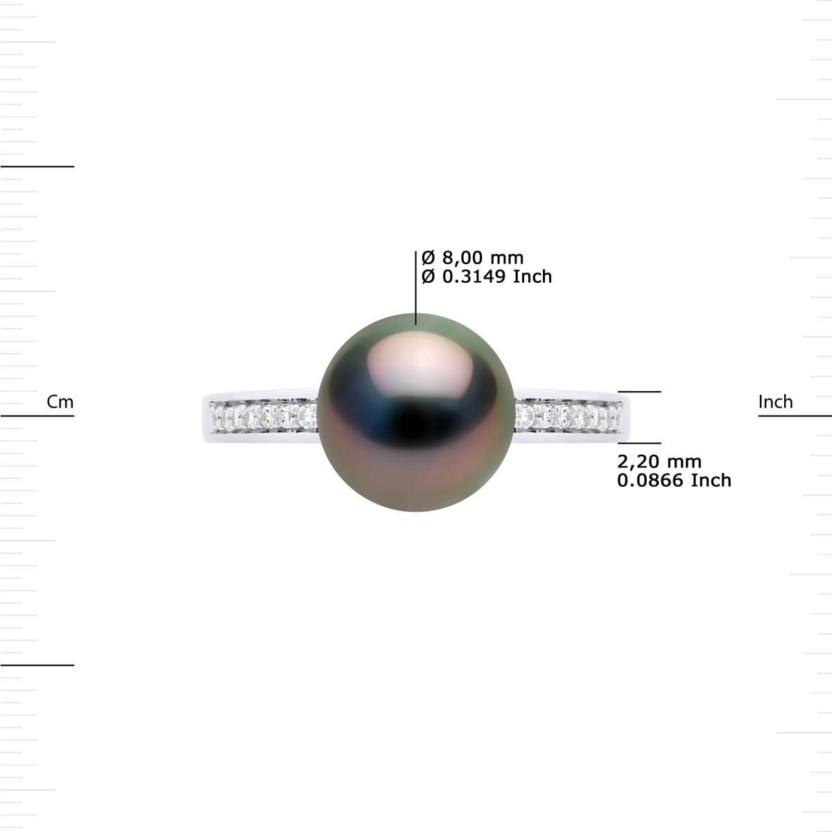 Bague Perle de TAHITI Ronde 8-9 mm Joaillerie Argent 925 - vue 3