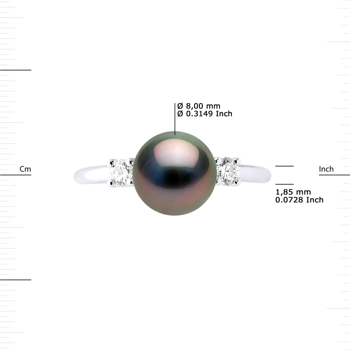 Bague Perle de TAHITI Ronde 8-9 mm Joaillerie Argent 925 - vue 3
