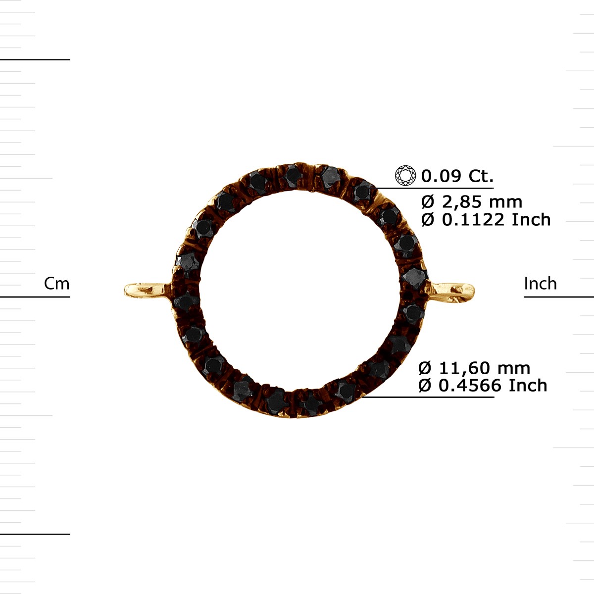 Bracelet BLACK CIRCLE Diamants Noirs 0,20 Cts Or Jaune - vue 3