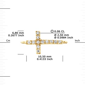 Bracelet CROIX Diamants 0,15 Cts Or Jaune