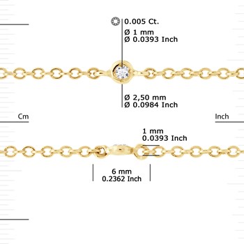 Bracelet Or Jaune alterné Diamants 0,05 Cts