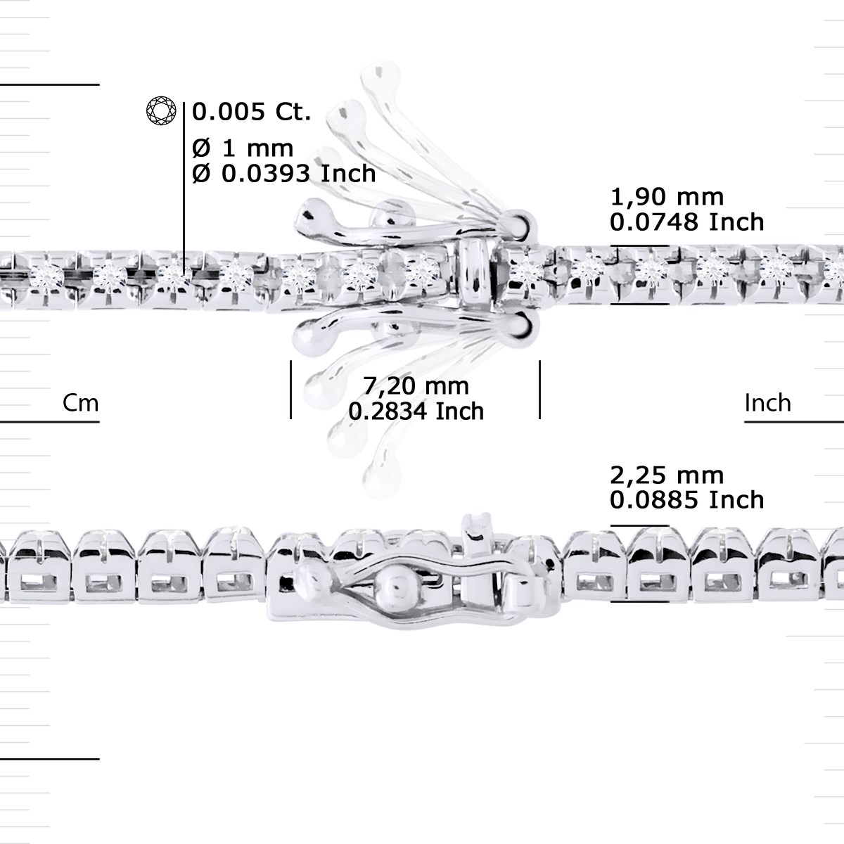 Bracelet TENNIS Diamants 0,50 Cts Or Blanc - vue 3