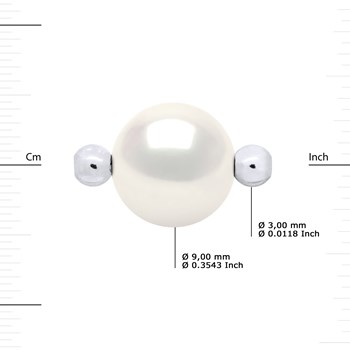 Bracelet LOVE LINK Perle d'Eau Douce Ronde 9-10 mm Blanche Lien Nylon Noir Argent 925