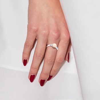 Bague jonc massif - Perle de culture d'eau douce - Argent 925