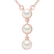 Collier TRILOGIE - Perles blanches - Argent plaqué or rose