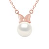 Collier PAPILLON - Perle blanche - Argent plaqué or rose - vue V1