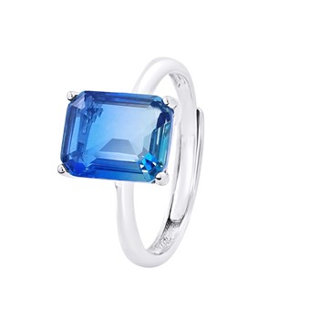 Bague RECTANGLE BICOLORE - Cristal - Argent 925