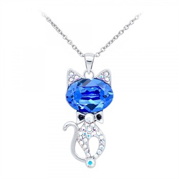 SC Crystal cat necklace with sparkling crystals