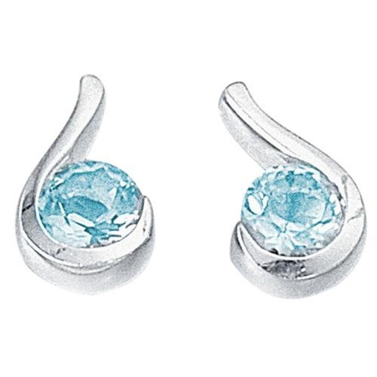 Boucle d'oreille zirconia bleu en argent 925/1000