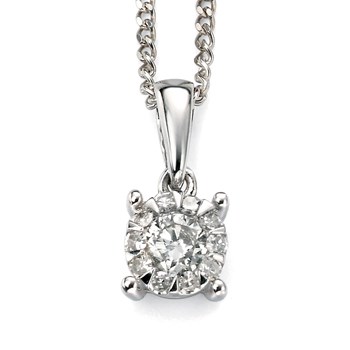 Diamond necklace - 41cm Gold 375 chain - White gold 375/1000 carats pendant