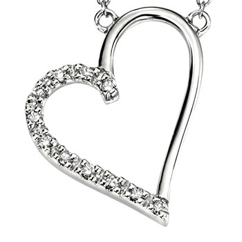 Heart diamond necklace - 41cm Gold 375 chain - Gold 375/1000 carats pendant
