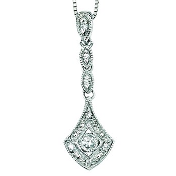 41cm Gold 375 diamond necklace - White gold 375/1000 carats pendant