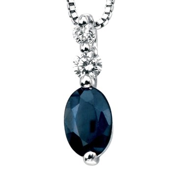 Sapphire and diamond necklace on 375° white gold