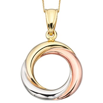 Luxury necklace - 41cm Gold 375 chain - Three Gold 375/1000 pendant