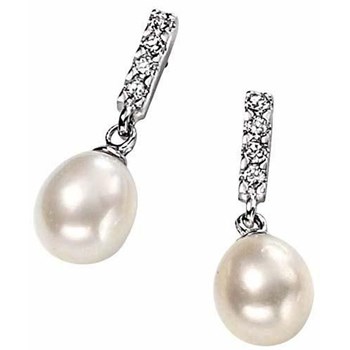 925/1000 sterling zilveren parel en zirkonia oorbel