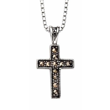 Collier croix marcassite et sa Chaine de 51 cm en argent 925/1000