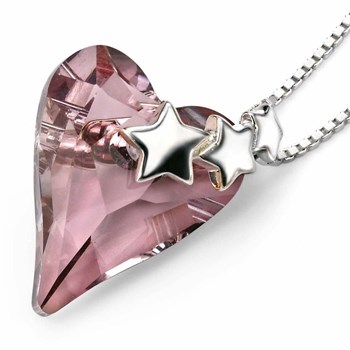 Swarovskiétoiles kristallen hart ketting met 51 cm 925/1000 zilveren ketting