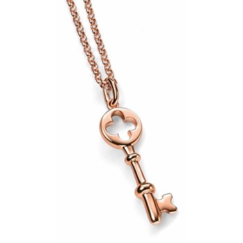 Vergulde sleutel ketting met 51 cm 925/1000 zilveren ketting