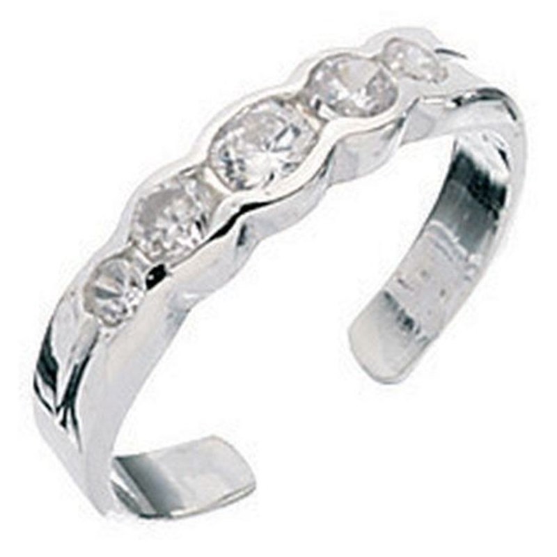 Bague d'orteil zirconia ajustable en argent 925/1000