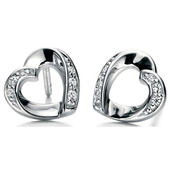 925/1000 sterling zilveren hart en zirkoon oorbel