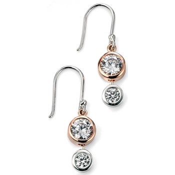 Boucle d'oreille plaqué Or rose zirconium en argent 925