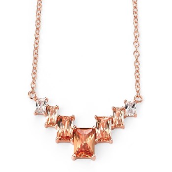 925/1000 zilveren, roségouden en champagne zirkonia vergulde ketting