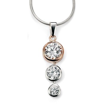 Rose gold and zirconium plated necklace in silver 925/1000