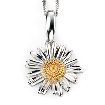 Gold-plated flower necklace in silver 925/1000