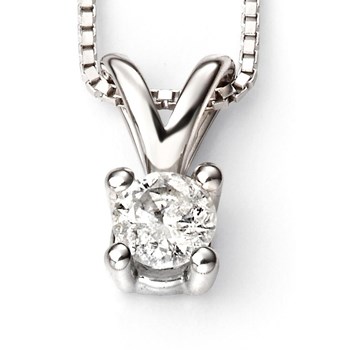 Solitaire diamond necklace in white gold 375/1000