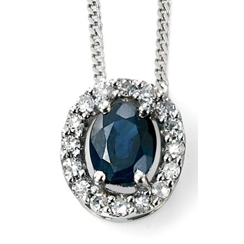 Sapphire and diamond necklace in white gold 375/1000