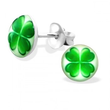 Boucle d'oreille trèfle porte bonheur en argent 925/1000