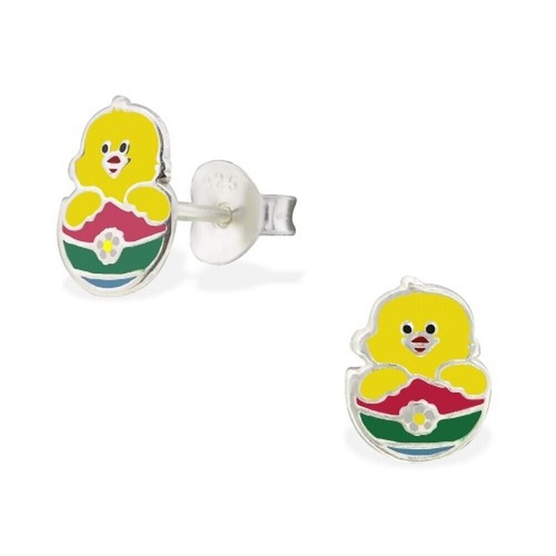Boucle d'oreille petit poussin en argent 925/1000