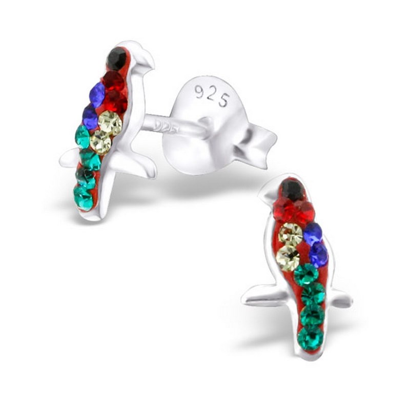 Boucle d'oreille perroquet en argent 925/1000