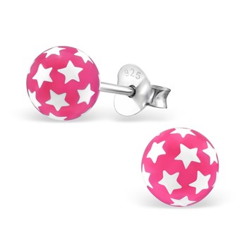 Boucle d'oreille rose étoile en argent 925/1000