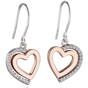 925/1000 roségoud verguld zilveren hart oorbel