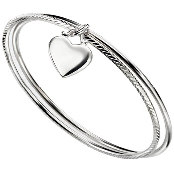 Bracelet coeur double anneau en argent 925/1000