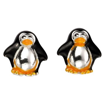 Boucle d'oreille pingouin en argent 925/1000