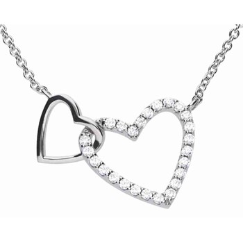 Zilver 925/1000 verstrengelde hart ketting