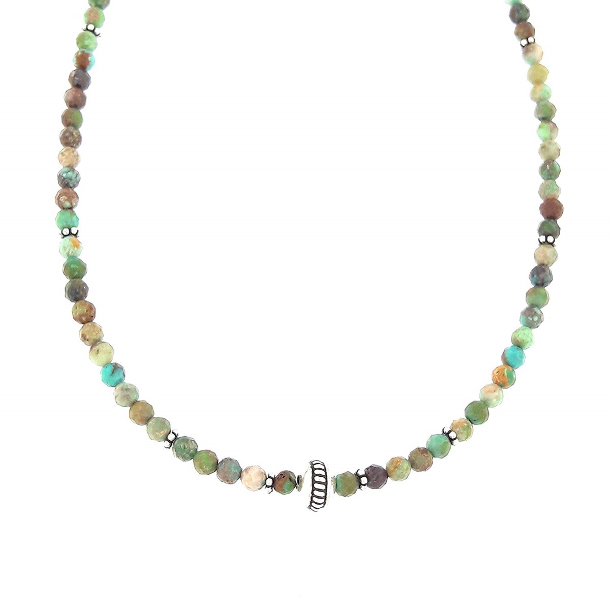 Collier Turquoise Verte, Pierres Naturelles et Argent 925 - vue 3