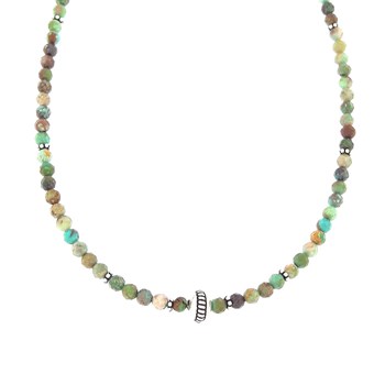 Collier Turquoise Verte, Pierres Naturelles et Argent 925