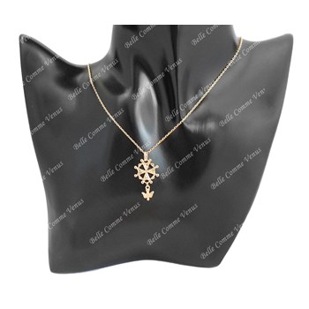 Collier croix Huguenote croix protestante Plaqué OR 750 3 microns