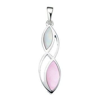 Pink mother-of-pearl necklace with 51 cm silver 925/1000 chain