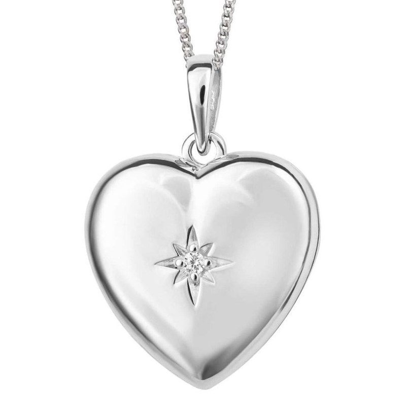 Collier pendentif coeur étoile photo en argent 925/1000
