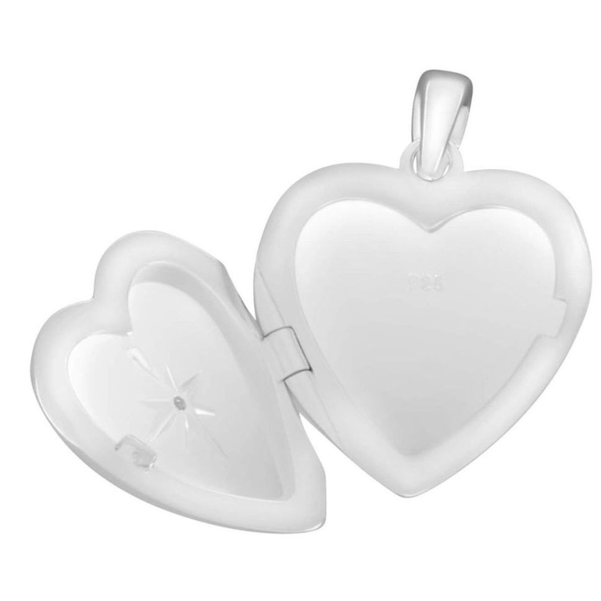 Collier pendentif coeur étoile photo en argent 925/1000 - vue 2