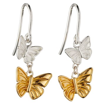 Boucle d'oreille papillons plaqué or en argent 925/1000