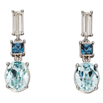 Blauwe topaas en kristal oorbel in sterling zilver 925/1000