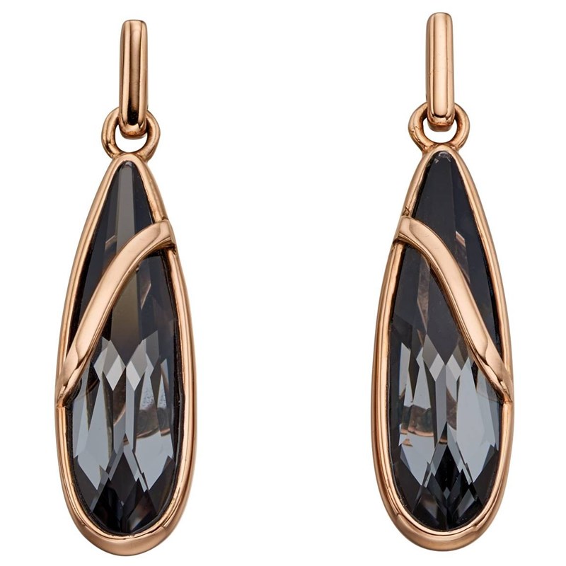 Boucle d'oreille cristal plaqué or rose en argent 925/1000