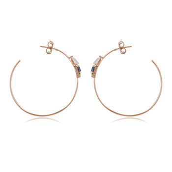 18 Karaat Roosgoud 925 Zilveren Hoop Oorbellen met Natuurlijke Edelstenen - Tijdloze Elegantie